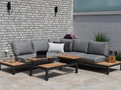 Lounge Set Memphis 4-teilig Alu matt royal grey Teak