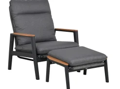 Lounge Set Sessel verstellbar Hocker Fairfield Alu Rope Teak