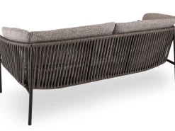 Lounge-Sofa 3-Sitzer Zoe Alu schwarz matt Kordel basalt Stoff Mélange grau