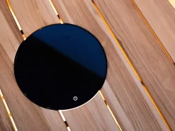 Lounge Tisch Cosilumia round Teak black mit Solar LED Ø70x41cm