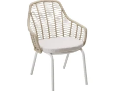 Luuna Stapelsessel Alu white String-Flex sand Sitz-Polster Bombay cream