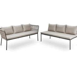 Marla Dining Lounge Set 2-teilig Alu anthrazit Kordel salt