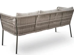 Marla Dining 3-Sitzer Bank mit Armlehnen Alu anthrazit Kordel salt