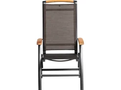 MEMPHIS Multipositionssessel Aluminium Outdoorgewebe anthrazit/bronze Teak