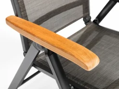 MEMPHIS Multipositionssessel Aluminium Outdoorgewebe anthrazit/bronze Teak