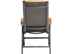 MEMPHIS Multipositionssessel Aluminium Outdoorgewebe anthrazit/bronze Teak