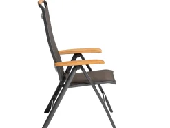 MEMPHIS Multipositionssessel Aluminium Outdoorgewebe anthrazit/bronze Teak