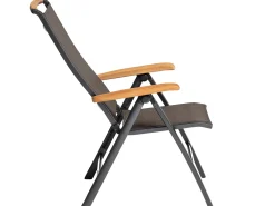MEMPHIS Multipositionssessel Aluminium Outdoorgewebe anthrazit/bronze Teak
