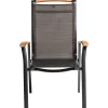 MEMPHIS Stapelsessel Aluminium Outdoorgewebe anthrazit/bronze Teak