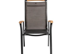 MEMPHIS Stapelsessel Aluminium Outdoorgewebe anthrazit/bronze Teak
