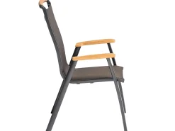MEMPHIS Stapelsessel Aluminium Outdoorgewebe anthrazit/bronze Teak