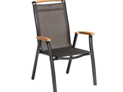 MEMPHIS Stapelsessel Aluminium Outdoorgewebe anthrazit/bronze Teak