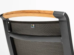 MEMPHIS Stapelsessel Aluminium Outdoorgewebe anthrazit/bronze Teak