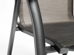 MEMPHIS Stapelsessel Aluminium Outdoorgewebe anthrazit/bronze Teak