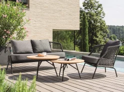 Odea Lounge Sessel schwarz matt Kordel pepper