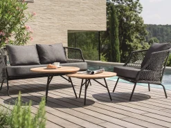 Odea 2-Sitzer Lounge Sofa schwarz matt Kordel pepper