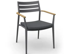 Pia Stapelsessel Alu anthracite mit Teak-Armlehne inkl. Sitzpolster