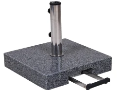 Schirmständer 45kg Granit dunkelgrau 45x45cm Teleskopgriff & Rollen
