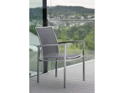 Skelby Stapelsessel Aluminium mit Textilenbezug graphit|silbergrau