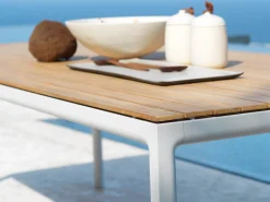 Soft Dining Tisch Alu white Teak