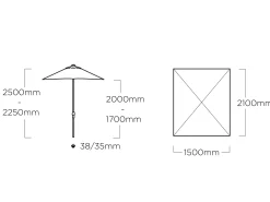 Sonnenschirm Easy-Push 150x210cm silber/hellgrau meliert