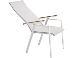 Soul Verstellsessel hoch white mit Teak-Armlehne