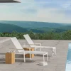 Spa Liege Rollenliege Alu anthracite | softex coal mit Teak-Armlehnen