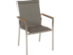 Stapelsessel Cardiff taupe Teakarmlehnen