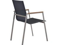 Stapelsessel Oriental Edelstahl carbon grey Teakholz