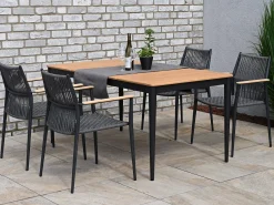Stapelsessel Paradise Aluminium Rope Teak-Armlehnen
