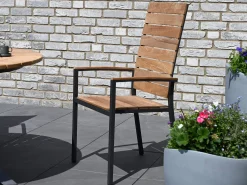 Stapelsessel Valis Highback Teakholz Edelstahl anthrazit