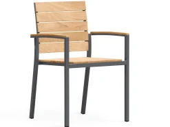 Stapelsessel Valis Teakholz Edelstahl anthrazit