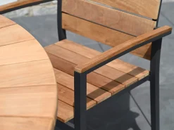 Stapelsessel Valis Teakholz Edelstahl anthrazit