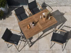 Stehtisch Outdoor Edelstahl Barolo Teakholz 138x80cm
