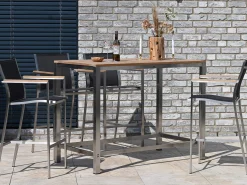 Stehtisch Outdoor Edelstahl Barolo Teakholz 138x80cm