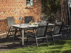Synchron Ausziehtisch 160/210x100cm Alu anthrazit Glas-Keramik grau