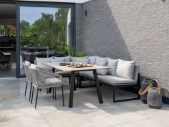 Tammo 2-Sitzer Bank Dining-Lounge Alu schwarz matt Textilen
