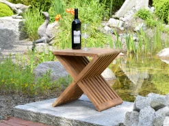 Teakholz Beistelltisch Outdoor Hocker X-Stool
