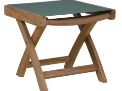 Teakholz Fußhocker Miami mit Outdoorgewebe