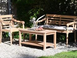 Teakholz Lounge Beistelltisch Doppelstock 100x50cm