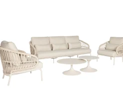 Tosca Loungeset 5-teilig Alu Rope Camel Sand | Kissen mixed weave