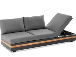 Volano Loungesofa 3-Sitzer Alu-Teak mit Funktion
