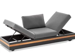 Volano Loungesofa 3-Sitzer Alu-Teak mit Funktion