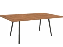 1x Interno Tisch schwarz matt Rundrohr konisch Teak 220x100cm